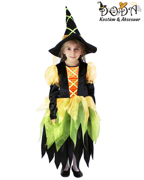 Renkli Cadı Çocuk Kostümü